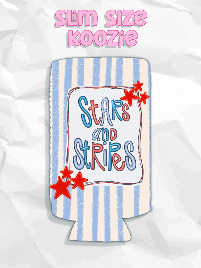 Stars and Stripes Patriotic Slim Koozie