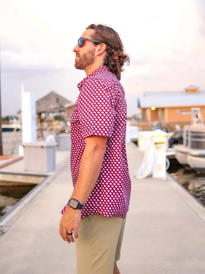 The Maroon Pearl Snap Fishing Shirt