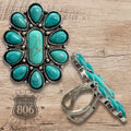 Turquoise Color Oval Flower Ring