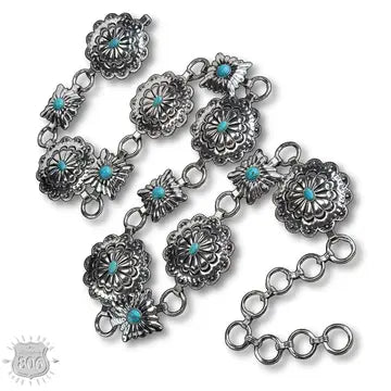 Turquoise Western Round & Square Concho Link Belt