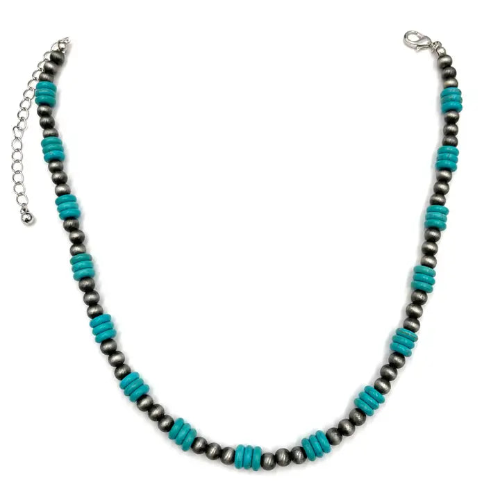 Southwestern Beads Turquoise Stone Collar Necklace