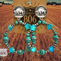 Turquoise Tone Bead Buffalo Nickel Earrings