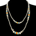 Turquoise & Orange Beads Navajo Two-Strand Necklace