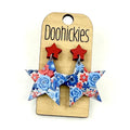 USA Floral Star Dangles Patriotic Acrylic Earrings