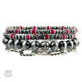Fuchsia Western Burnished Pearl Bead & Chain Bracelet Set