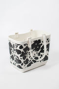 White Western Cow Print Rubber Beach Tote Mini