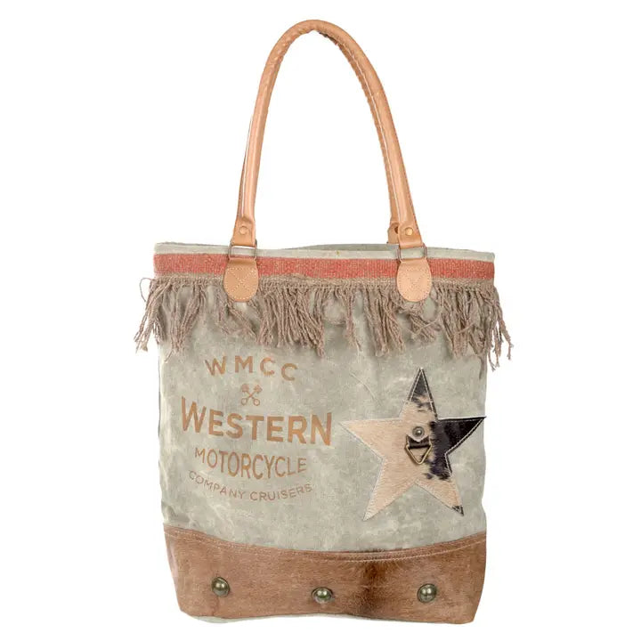 Western Motorcycle Bag With Cowhide Star