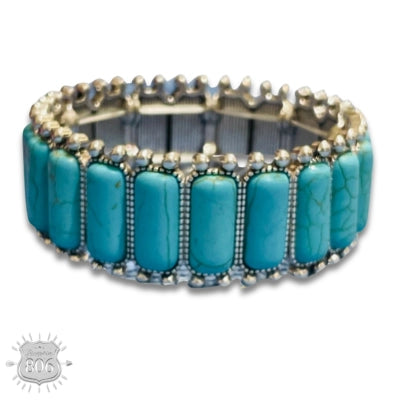 Turquoise Western Rectangle Stone Bracelet