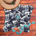 Western Rodeo Print Square Wild Rag/Scarf Black/Ivory 28x28