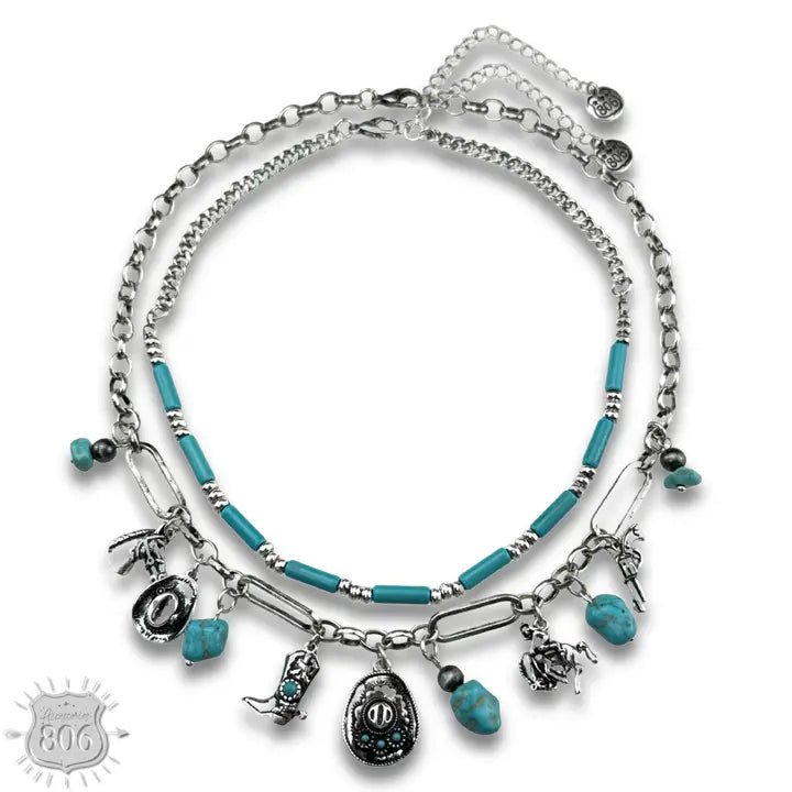 Western Style Charm Necklace Turquoise