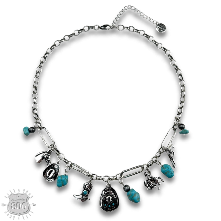 Western Style Charm Necklace Turquoise