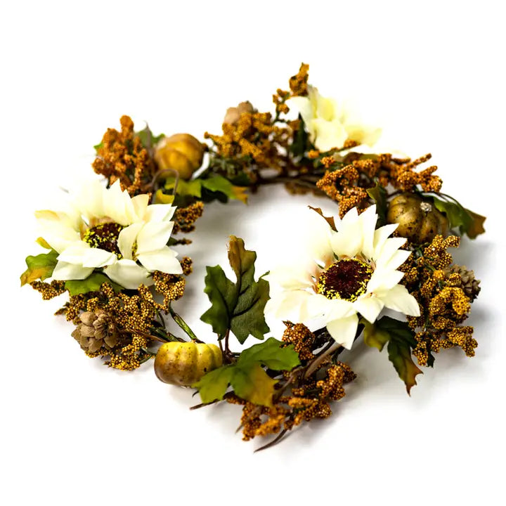 White Sunflower & Pumpkin Candle Ring