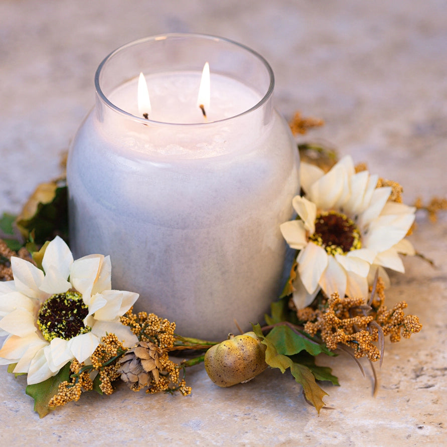 White Sunflower & Pumpkin Candle Ring