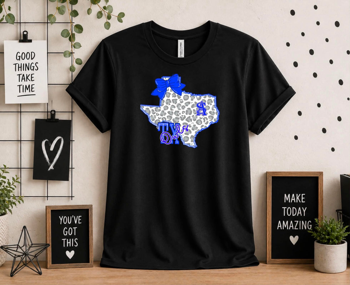 5T Black Owl Texas Toddler Bella Canva Shirt